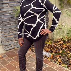 pull cachemire noir et blanc