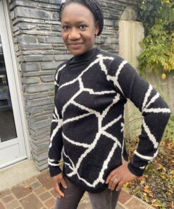 pull cachemire noir et blanc