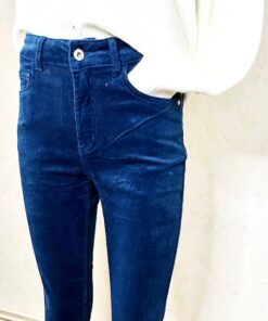 pantalon velour coton bleu marine