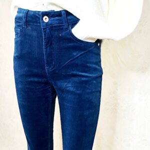 pantalon velour coton bleu marine