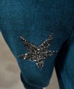 pull turquoise col v étoile sarah john