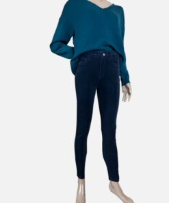 pantalon velour coton bleu marine