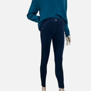 pantalon velour coton bleu marine