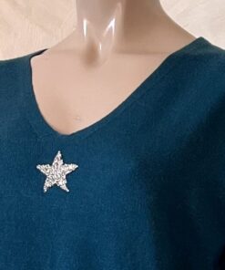 pull turquoise col v étoile sarah john