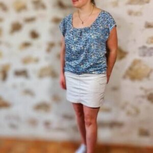 T shirt blouse motif liberty vert fluide esprit de la mer