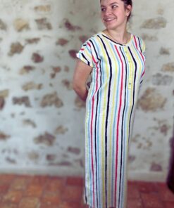robe longue à rayures multicolores esprit de la mer