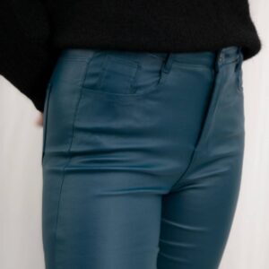 Pantalon enduit coupe slim vert canard Sarah John