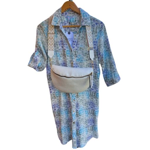 robe chemisier motif mosaic lagune vert et bleu radya – esprit de la mer