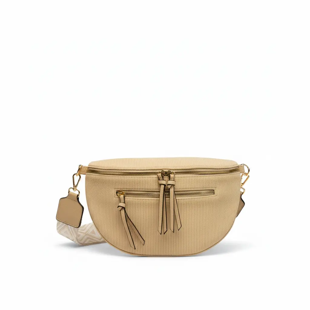 Sac banane en velours côtelé – Style Bohème Chic beige